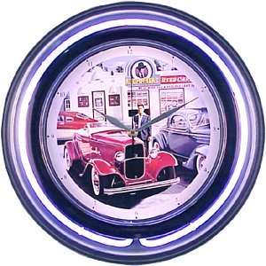 Rodfathers Used Cars Neon Wall Clock:  Home & Kitchen