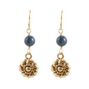  Bronzed By Barse Dumortierite Flower Drop Earrings 