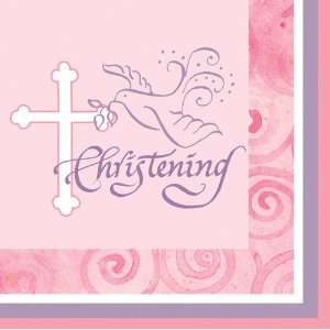  Pink Faithful Dove Beverage Napkins   Christening Health 