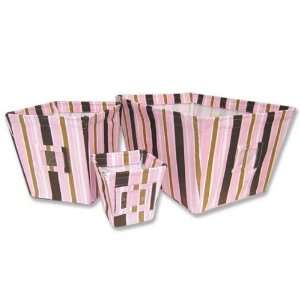  Trend Lab Baby Maya Stripe 3 Pc Fabric Storage Bins: Baby