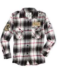 Modern Culture Boys 8 20 Fashion Flannel Shirt With Epaulettes and Arm 