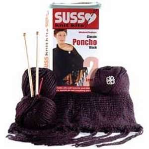  Suss Knit Kits Classic Poncho, Black Arts, Crafts 