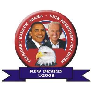  President Obama Button Pin 2 1/4 Inch with Vice President 
