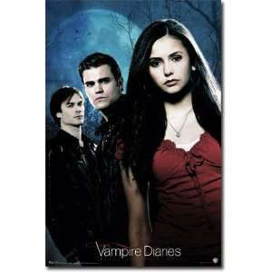   Wood Framed Poster   Vampire Diaries Cw Tv Show Print   Group Shot