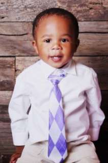  Baby Toddler Boy Necktie Tie   Purple Argyle: Clothing
