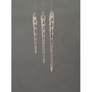 Club Pack of 12 Snow Drift Silver Glass Icicle Christmas Ornaments 12