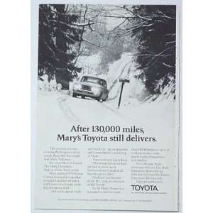  1972 Toyota Corona 130,000 Miles Print Ad (583)
