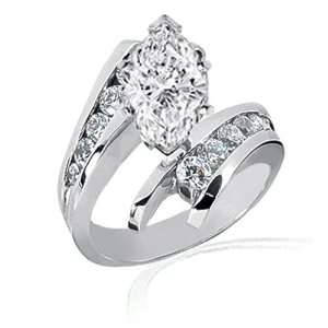  1.70 Ct Marquise Cut Diamond Engagement Ring Channel Set 