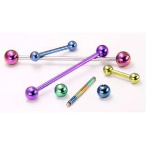 14g Titanium Straight Barbell   14g 8mm~5/16 with 4mm balls Mix My 