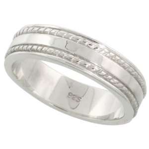 Sterling Silver Flawless Quality Milgrain Wedding Ring Band, 7/32 (5 