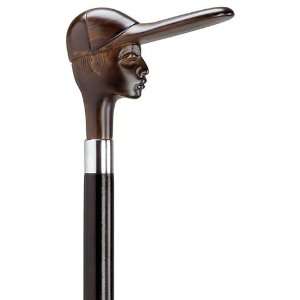 Walking Cane   Brown Unisex molded jockey head handle, black maple 