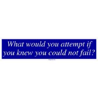 What would you attempt if you knew you could not fail? Bumper Sticker