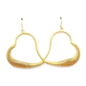  Goldtone Spiral Tilt Floating Heart Earrings Jewelry