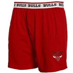  Chicago Bulls Red Team Logo Boxer Shorts: Sports 