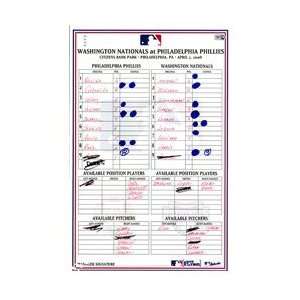 Philadelphia Phillies 2007 Official Dugout Lineup Card   June 18 One 