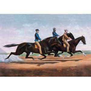  Horse Race 28x42 Giclee on Canvas: Home & Kitchen