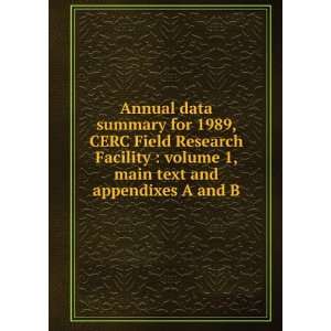  Annual data summary for 1989, CERC Field Research Facility 