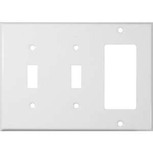   Gang 2 Toggle 1 GFCI Stainless Steel Metal Wall Plates in White