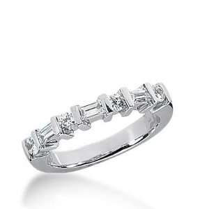 Diamond Wedding Ring 4 Round Stone 0.07 ct 3 Straight Baguette 0.10 ct 
