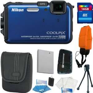   Full HD 1080p Video (Blue) + Camera Floating Strap + 16GB Deluxe