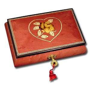  Wine Red Hand Inlaid Heart Musical Jewelry Box: Everything 