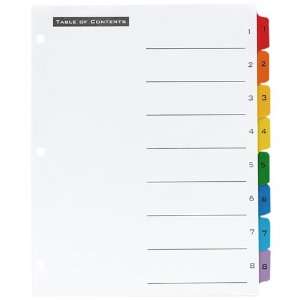  Index Divider, 10 Tab, 8.5x11, Multi Color, Single Set 