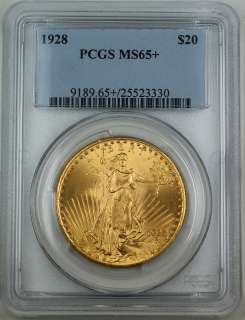 1928 $20 St. Gaudens Gold Double Eagle, PCGS MS 65+  