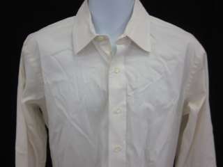 TOM JAMES Mens White Button Front Dress Shirt Sz L  