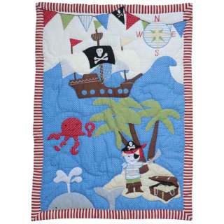Boys Blue & Red Pirate Patchwork Bedspread or Cushions or Bunting 