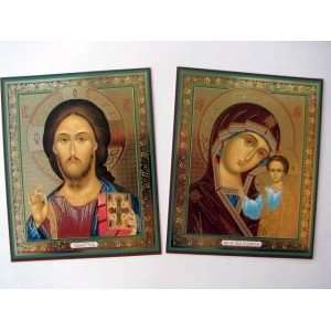  TWO Orthodox Icons of HOLY VIRGIN MARY THEOTOKOS and JESUS CHRIST 