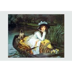  Young Woman Looking in a Boat 24X36 Canvas Giclee: Home 