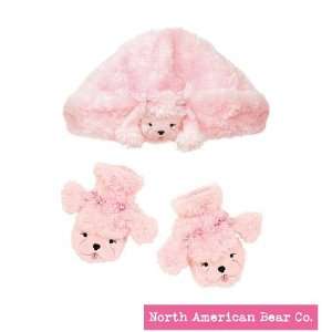   Pink Poodle Hat & Mittens Set by North American Bear Co. (3714) Baby