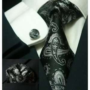   Paisley Black 100% Silk Tie Set TheDapperTie 37E 