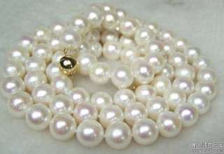 20 fine natrual 9 10mm white pearl necklace  