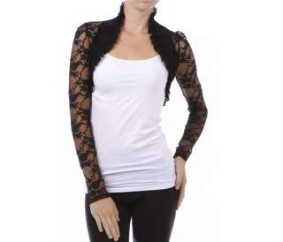 Designer Bolero Long Sleeve Ruffle Lace Shrug Jacket  