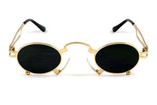 small gold round vampire steampunk sunglasses Hi Tek  