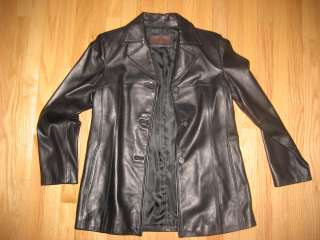 New SIENA STUDIO  Ladies Black Leather Jacket Medium  