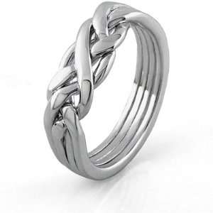  MENS 4 band STERLING SILVER Puzzle Ring MS 4WB: Jewelry