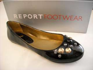 REPORT Kasia BLACK PATENT Studed BALLET FLATS 9 NEW  