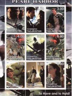 Pearl Harbor Movie   9 Stamp Mint Sheet MNH   20A 058