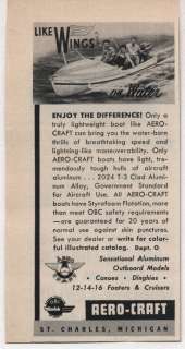 1956 Vintage Ad Aero Craft Aluminum Boats St Charles,MI  