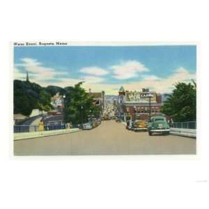 Augusta, Maine   View of Water Street Giclee Poster Print, 24x32 