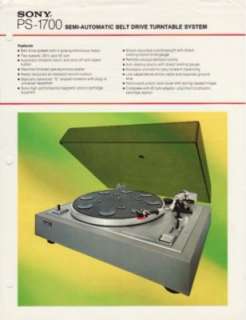   1976 sales brochure for the sony ps 1700 turntable 0d 0a 0d 0a 0d 0a
