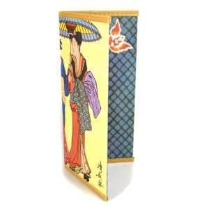 JAPANESE GEISHA PAPER WALLET Bi Fold Asian Lady Checkbook Cover 