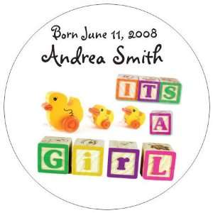 Baby Keepsake: Its a Girl Baby Blocks and Ducks Design Personalized 