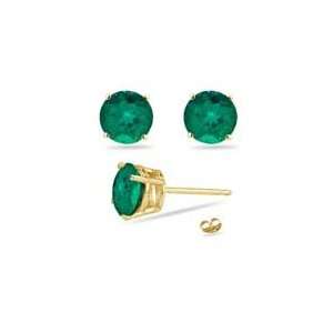  50 Cts Lab Created Emerald Stud Earrings in 14K Yellow Gold: Jewelry
