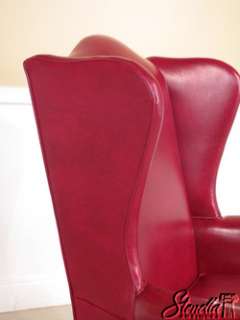 16376: LEATHERCRAFT Red Leather Queen Anne Wing Chair  