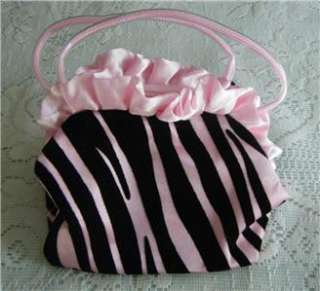 Girls Black & Light Pink Zebra Stripe Purse Handbag New In Package 