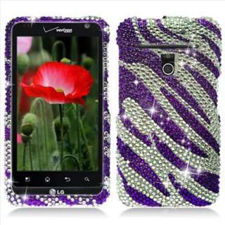 Purple Zebra Bling Hard Case Cover for Verizon LG Revolution 4G VS910 