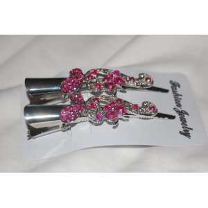   Fancy Butterflies & Rhinestone 3 Silver Alligator Clips Beauty